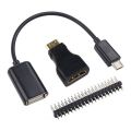 Комплект микро USB кабель + контактный разъем + адаптер HDMI для Raspberry PI Zero